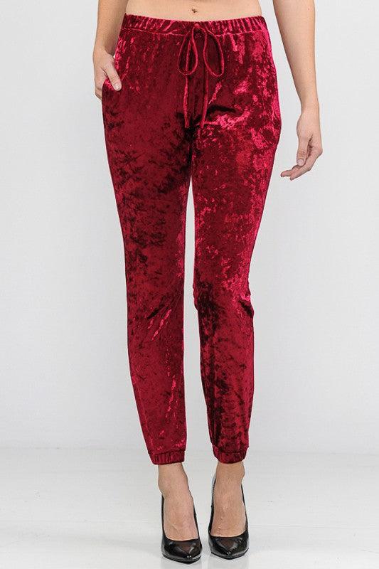 SOLID ICE VELVET JOGGERS CASUAL PANTS - Rebel K Collective