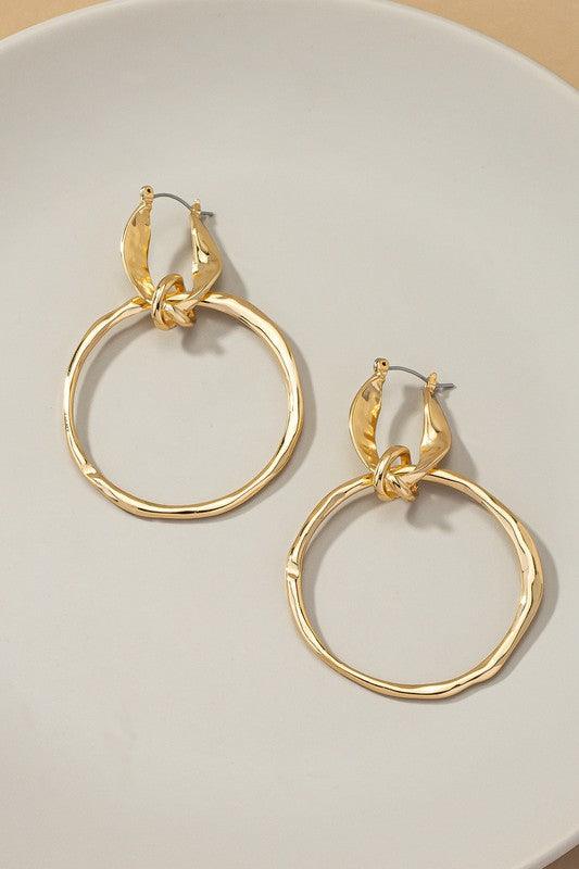 Statement hammered hoop drop earrings - Rebel K Collective