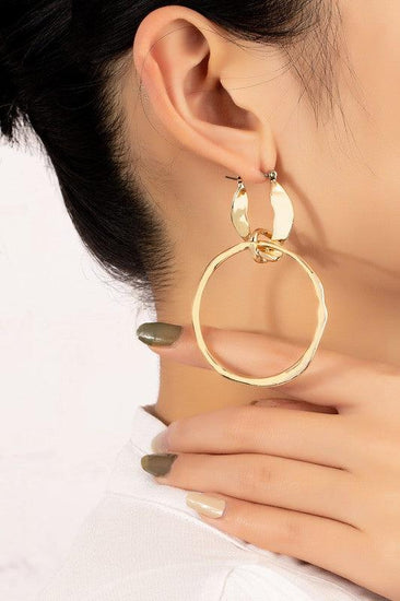 Statement hammered hoop drop earrings - Rebel K Collective