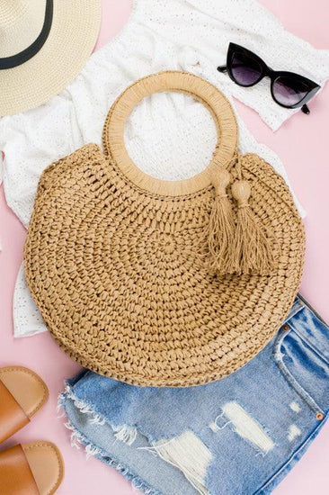 Straw Tassel O-Ring Tote - Rebel K Collective