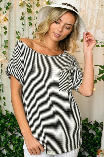 STRIPE JERSEY ONE SHOULDER BOXY TOP - Rebel K Collective