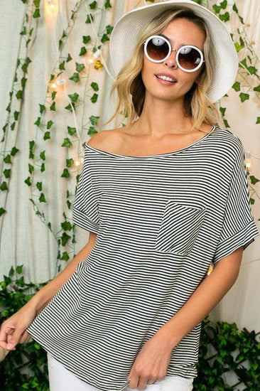 STRIPE JERSEY ONE SHOULDER BOXY TOP - Rebel K Collective