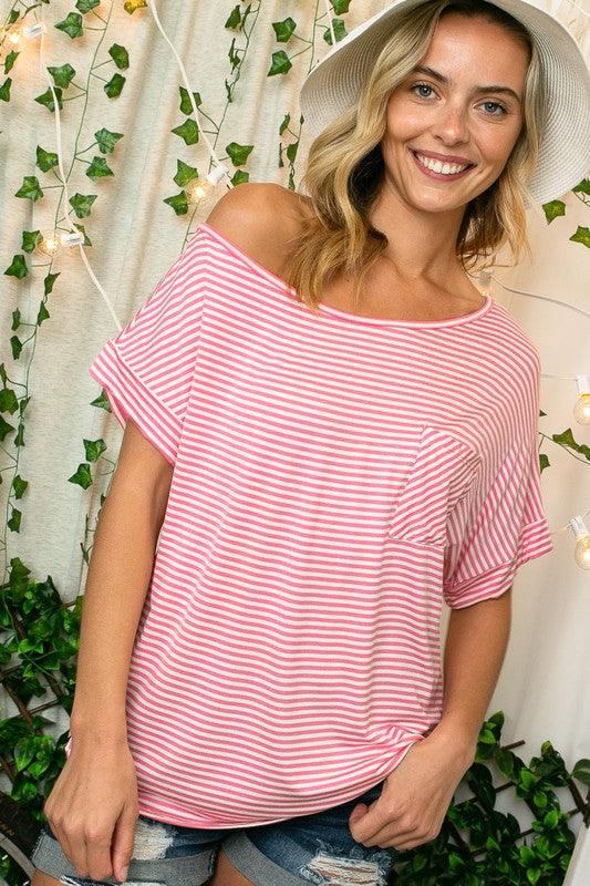 STRIPE JERSEY ONE SHOULDER BOXY TOP - Rebel K Collective