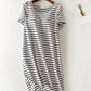 Striped Round Neck Short Sleeve Dress - Rebel K Collective