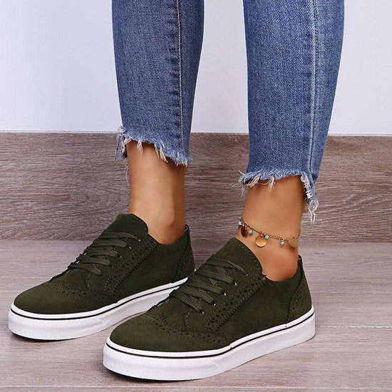 Suede Lace-Up Flat Sneakers - Rebel K Collective