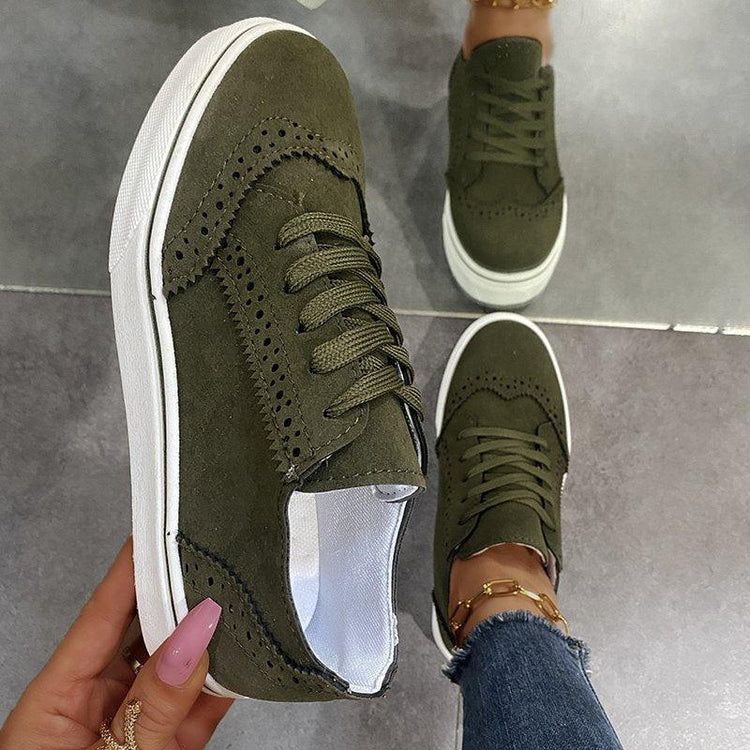 Suede Lace-Up Flat Sneakers - Rebel K Collective