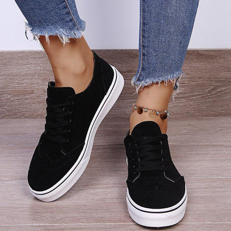 Suede Lace-Up Flat Sneakers - Rebel K Collective