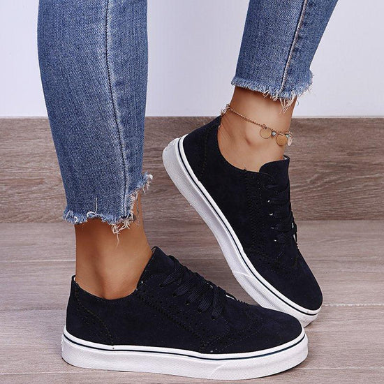 Suede Lace-Up Flat Sneakers - Rebel K Collective