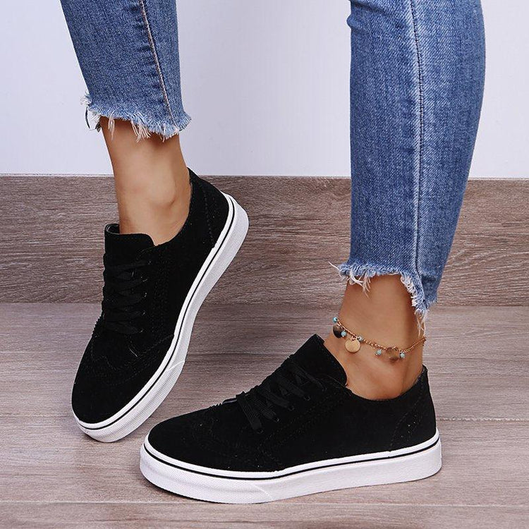 Suede Lace-Up Flat Sneakers - Rebel K Collective