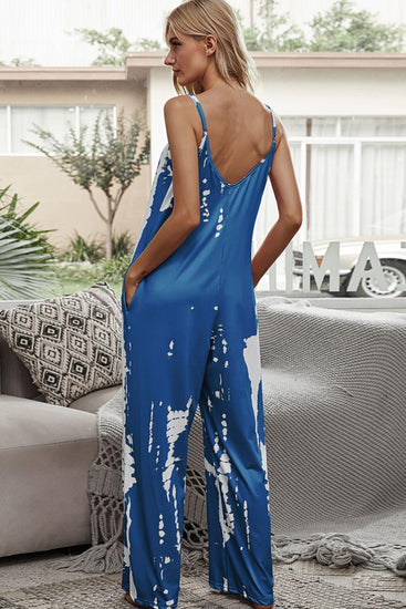 Tie-Dye Spaghetti Strap Jumpsuit with Pockets - Rebel K Collective