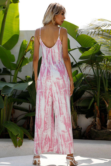 Tie-Dye Spaghetti Strap Jumpsuit with Pockets - Rebel K Collective