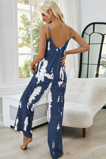 Tie-Dye Spaghetti Strap Jumpsuit with Pockets - Rebel K Collective