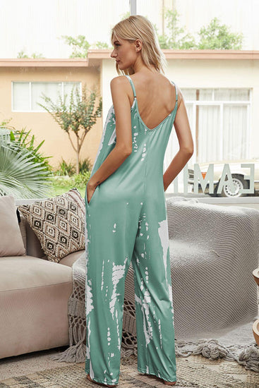 Tie-Dye Spaghetti Strap Jumpsuit with Pockets - Rebel K Collective