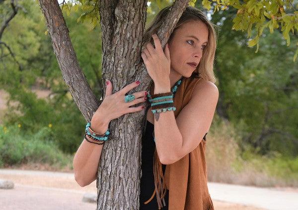 Turquoise Chunk on Cuff Ring - Rebel K Collective