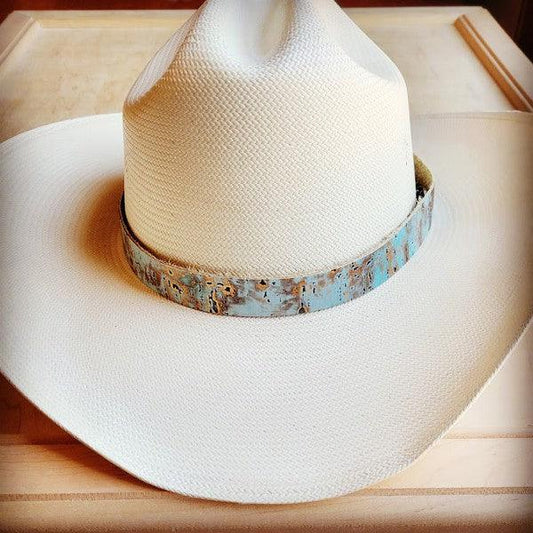 Turquoise Metallic Embossed Leather Hat Band - Rebel K Collective