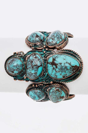 TURQUOISE STONE WESTERN STRETCH BRACELET - Rebel K Collective