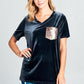 VELVET SEQUINCE POCKET BOXY TOP - Rebel K Collective