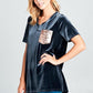 VELVET SEQUINCE POCKET BOXY TOP - Rebel K Collective