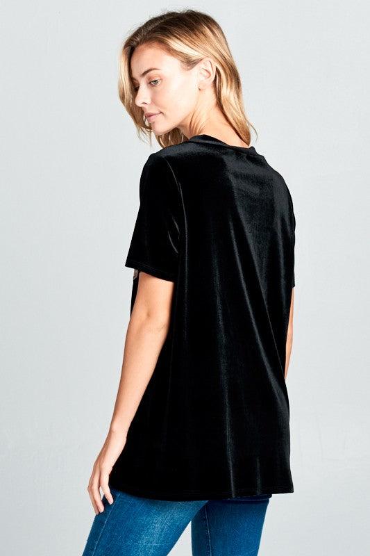 VELVET SEQUINCE POCKET BOXY TOP - Rebel K Collective