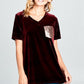 VELVET SEQUINCE POCKET BOXY TOP - Rebel K Collective