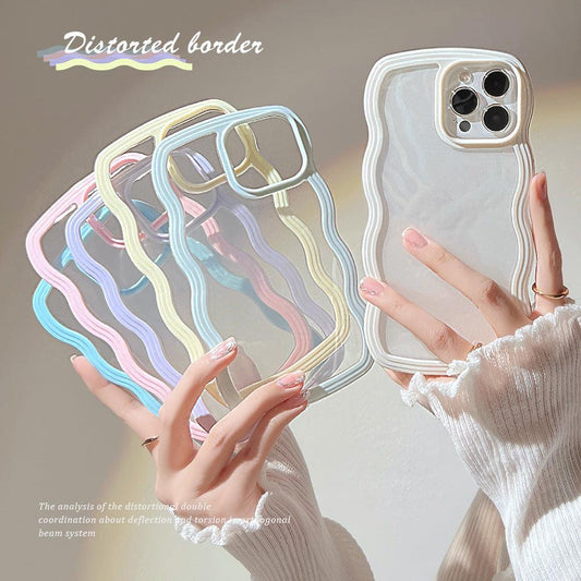 Wave Border Mobile Phone Case Solid Color Simple Candy Color - Rebel K Collective