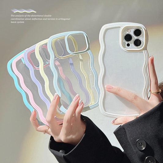 Wave Border Mobile Phone Case Solid Color Simple Candy Color - Rebel K Collective