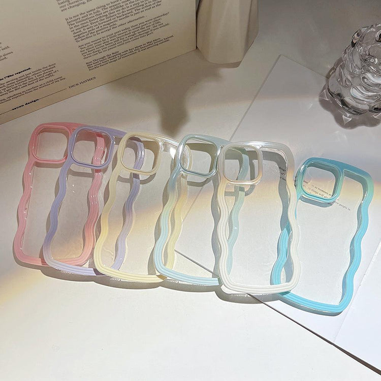 Wave Border Mobile Phone Case Solid Color Simple Candy Color - Rebel K Collective